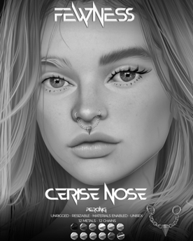 Second Life Marketplace - Fewness - Cerise Nose Piercing - DEMO